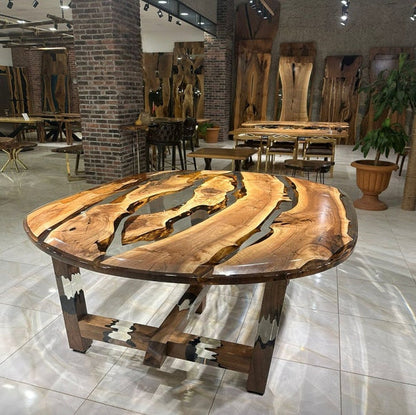 Ellipse Transparent Epoxy Walnut Table